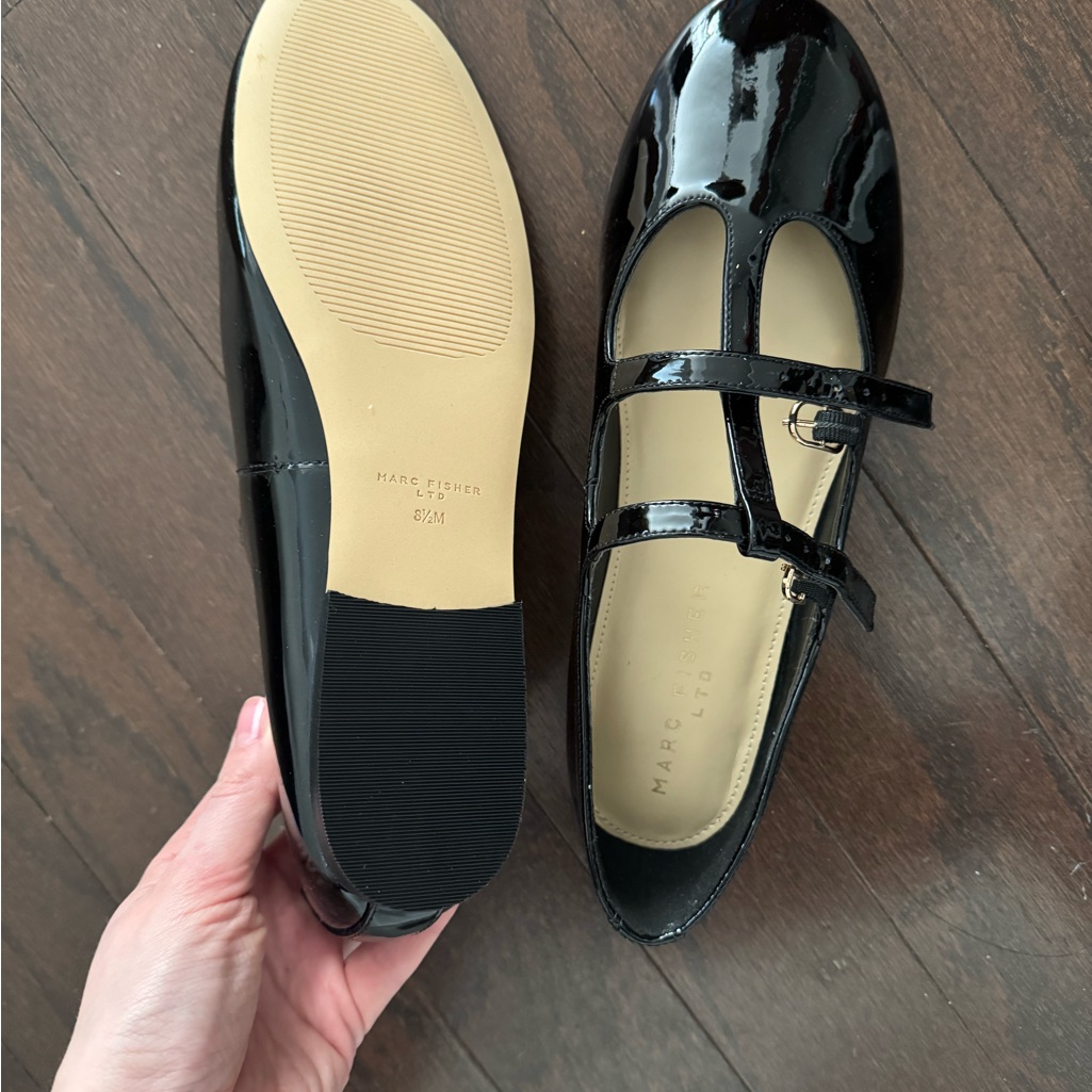Marc Fisher Black Flats With Glossy Finish